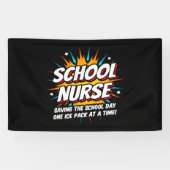 Grappige Superhero School Verpleegkundige Waarderi Spandoek (Horizontaal)