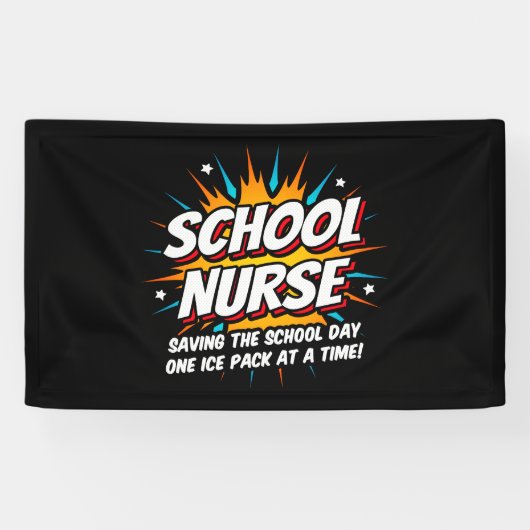 Grappige Superhero School Verpleegkundige Waarderi Spandoek (Horizontaal)