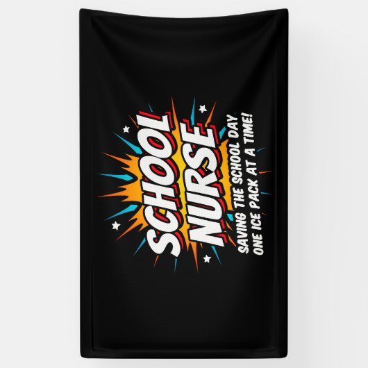 Grappige Superhero School Verpleegkundige Waarderi Spandoek (Verticaal)
