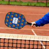 Grappige SuperPickleman op blauw gepersonaliseerd Pickleball Paddle