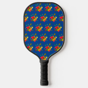 Grappige SuperPickleman op donkerblauwe achtergron Pickleball Paddle