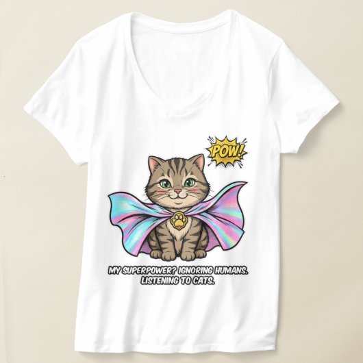 Grappige Superpower Kat Moeder Strip - Mensen nege T-shirt (Laagn)