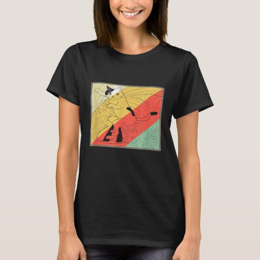 Grappige Surfende Kat Retro Surf T-shirt (Voorkant)