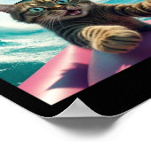 Grappige Surfende Kat Selfie Met Haai Meme _1 Poster (Hoek)