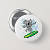grappige surfende koalabeer ronde button 5,7 cm (Voorkant /achterkant)