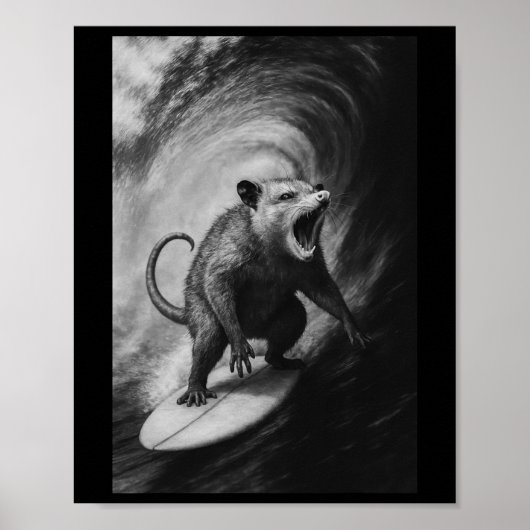Grappige Surfende Possum Selfie Op Surfplank Stran Poster (Voorkant)