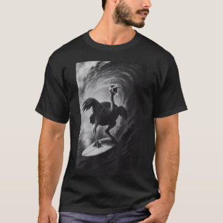 Grappige surfende struisvogel selfie op surfplank t-shirt