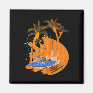 Grappige Surfer Dier Kat Surfplank Oceaan Sport Go Magneet