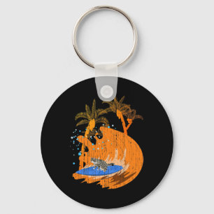 Grappige Surfer Dier Kat Surfplank Oceaan Sport Go Sleutelhanger