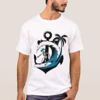 Grappige Surfer Skelet Strand Sfeer Zomer Surf T-s