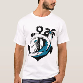 Grappige Surfer Skelet Strand Sfeer Zomer Surf T-s T-shirt