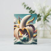 Grappige Surreal Banana Octopus en meeuwen Briefkaart (Staand voorkant)