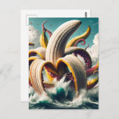 Grappige Surreal Banana Octopus en meeuwen Briefkaart (Voorkant / Achterkant)
