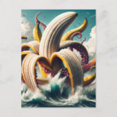 Grappige Surreal Banana Octopus en meeuwen Briefkaart (Voorkant)