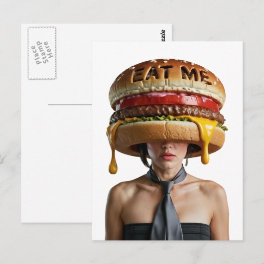 Grappige Surreal Cheesburger Vrouw Briefkaart (Voorkant / Achterkant)