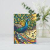 Grappige Surreal Peacock draagt tennisschoen skate Briefkaart (Staand voorkant)