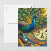 Grappige Surreal Peacock draagt tennisschoen skate Briefkaart (Voorkant / Achterkant)