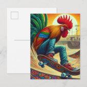 Grappige Surreal Skateboarden Haan Briefkaart (Voorkant / Achterkant)