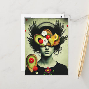 Grappige Surrealistische Avocado Toast vrouw harte Briefkaart