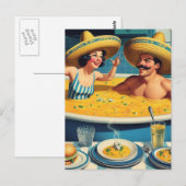 Grappige surrealistische soep hot tub briefkaart (Voorkant / Achterkant)