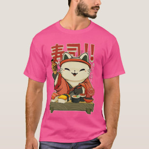 Grappige Sushi Cat Chef Japanse keuken Cultuur Nig T-shirt