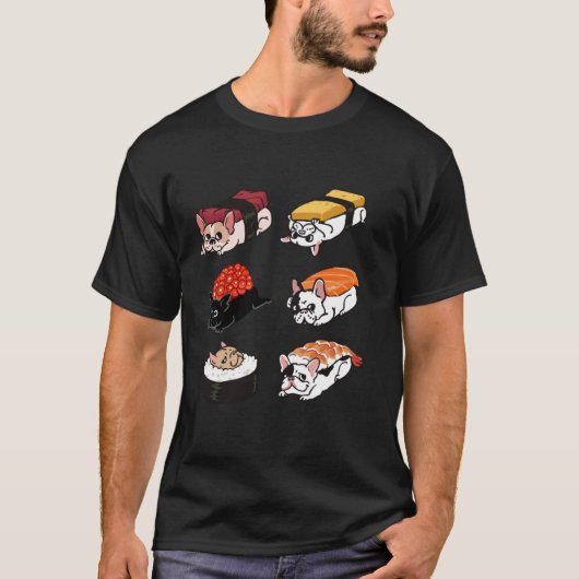 Grappige sushi franchie hond kawaii anime japans l t-shirt (Voorkant)