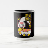 Grappige Sushi Karate Vechters Cartoon Ontwerp Mok (Midden)