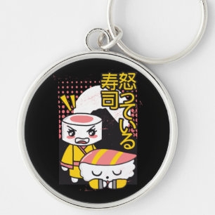 Grappige Sushi Karate Vechters Cartoon Ontwerp Sleutelhanger