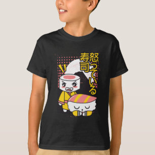 Grappige Sushi Karate Vechters Cartoon Ontwerp T-shirt