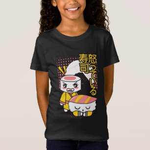 Grappige Sushi Karate Vechters Cartoon Ontwerp T-shirt
