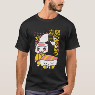 Grappige Sushi Karate Vechters Cartoon Ontwerp T-shirt