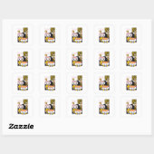 Grappige Sushi Karate Vechters Cartoon Ontwerp Vierkante Sticker (Vel)