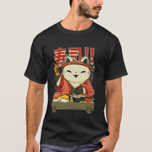 Grappige Sushi Kat Chef Japanse Keuken Cultuur Nig T-shirt