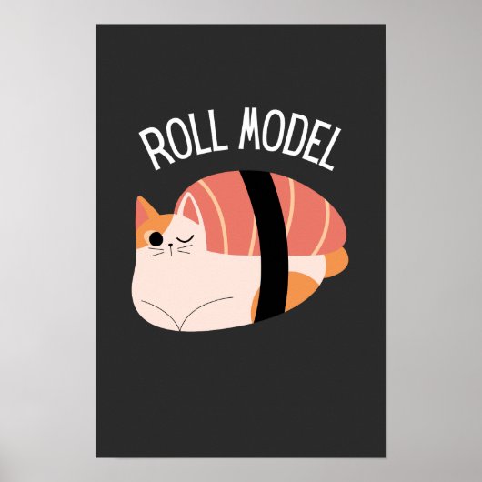 Grappige Sushi Kat Rollenmodel Poster (Voorkant)