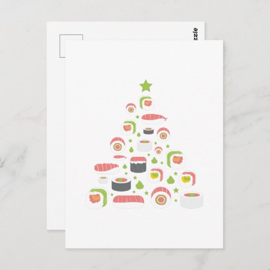 Grappige Sushi Liefhebbers Kerstboom Voeg Tekst To Briefkaart (Voorkant / Achterkant)
