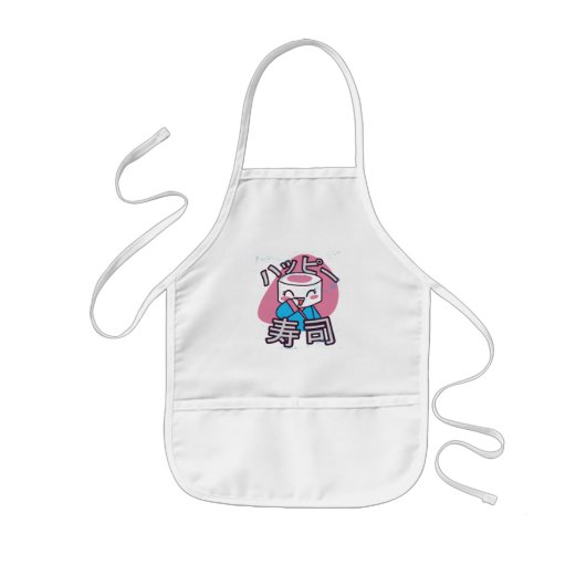 Grappige Sushi Meester Cartoon Ontwerp Kinder Schort (Voorkant)