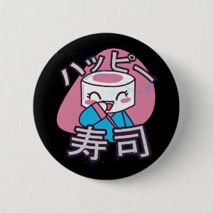 Grappige Sushi Meester Cartoon Ontwerp Ronde Button 5,7 Cm