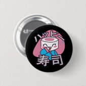 Grappige Sushi Meester Cartoon Ontwerp Ronde Button 5,7 Cm (Voorkant /achterkant)
