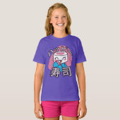 Grappige Sushi Meester Cartoon Ontwerp T-shirt (Voorkant volledig)