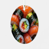 Grappige Sushi Pun gepersonaliseerde kerst Metalen Ornament (Voorkant links)