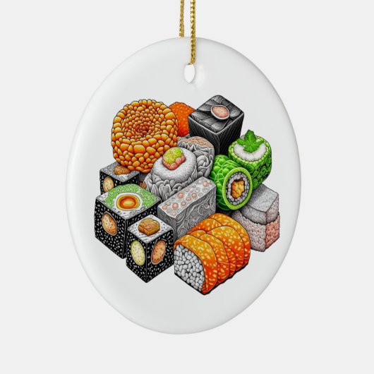 Grappige Sushi Pun Kerstmis Keramisch Ornament (Rechts)