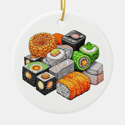 Grappige Sushi Pun Kerstmis Keramisch Ornament (Voorkant)