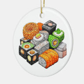 Grappige Sushi Pun Kerstmis Keramisch Ornament (Links)
