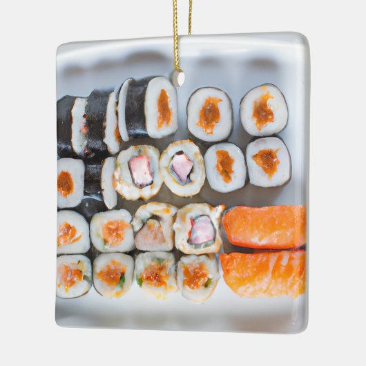 Grappige Sushi Pun Kerstmis Keramisch Ornament (Links)
