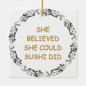 Grappige Sushi Pun Kerstmis Keramisch Ornament (Achterkant)