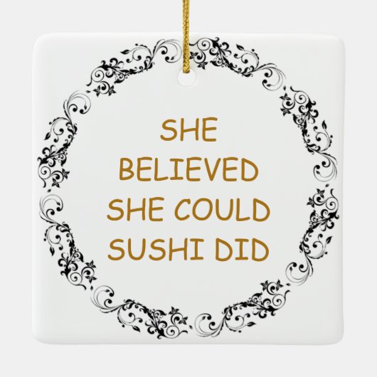 Grappige Sushi Pun Kerstmis Keramisch Ornament (Achterkant)