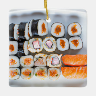 Grappige Sushi Pun Kerstmis Keramisch Ornament
