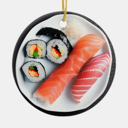 Grappige Sushi Pun Kerstmis Keramisch Ornament (Voorkant)