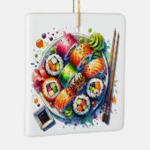 Grappige Sushi Rolls Pun Gepersonaliseerde Kerst Keramisch Ornament (Rechts)