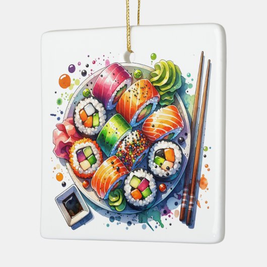 Grappige Sushi Rolls Pun Gepersonaliseerde Kerst Keramisch Ornament (Links)